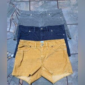 GAP Mustard, Olive and Black Corduroy Shorts in size 10 w/4” inseam. EUC!